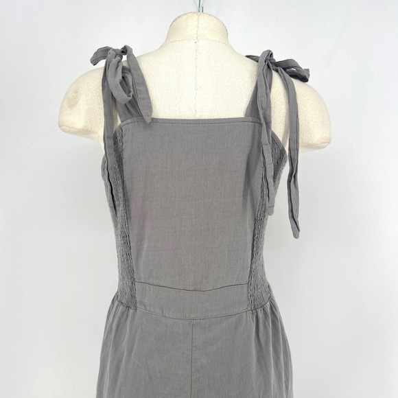 Sweet Salt Womens Small Smocked Tie Strap Wide Leg Jumpsuit Gray Clean Girl - Picture 7 of 14